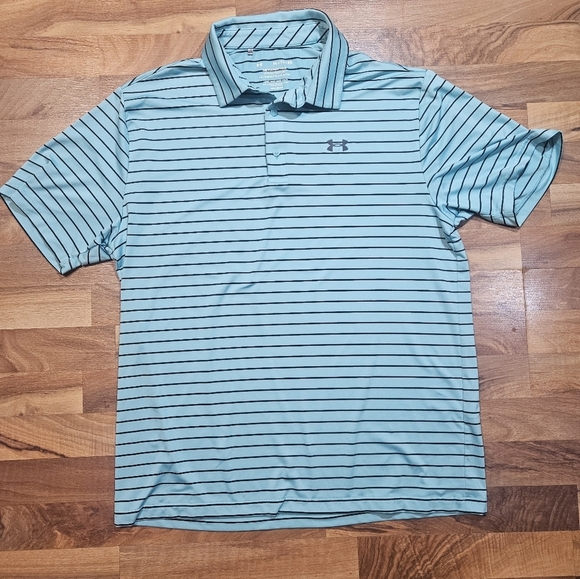 Under Armour Other - Under Armour Playoff Polo Golf Shirt Teal Stripe Men’s XL